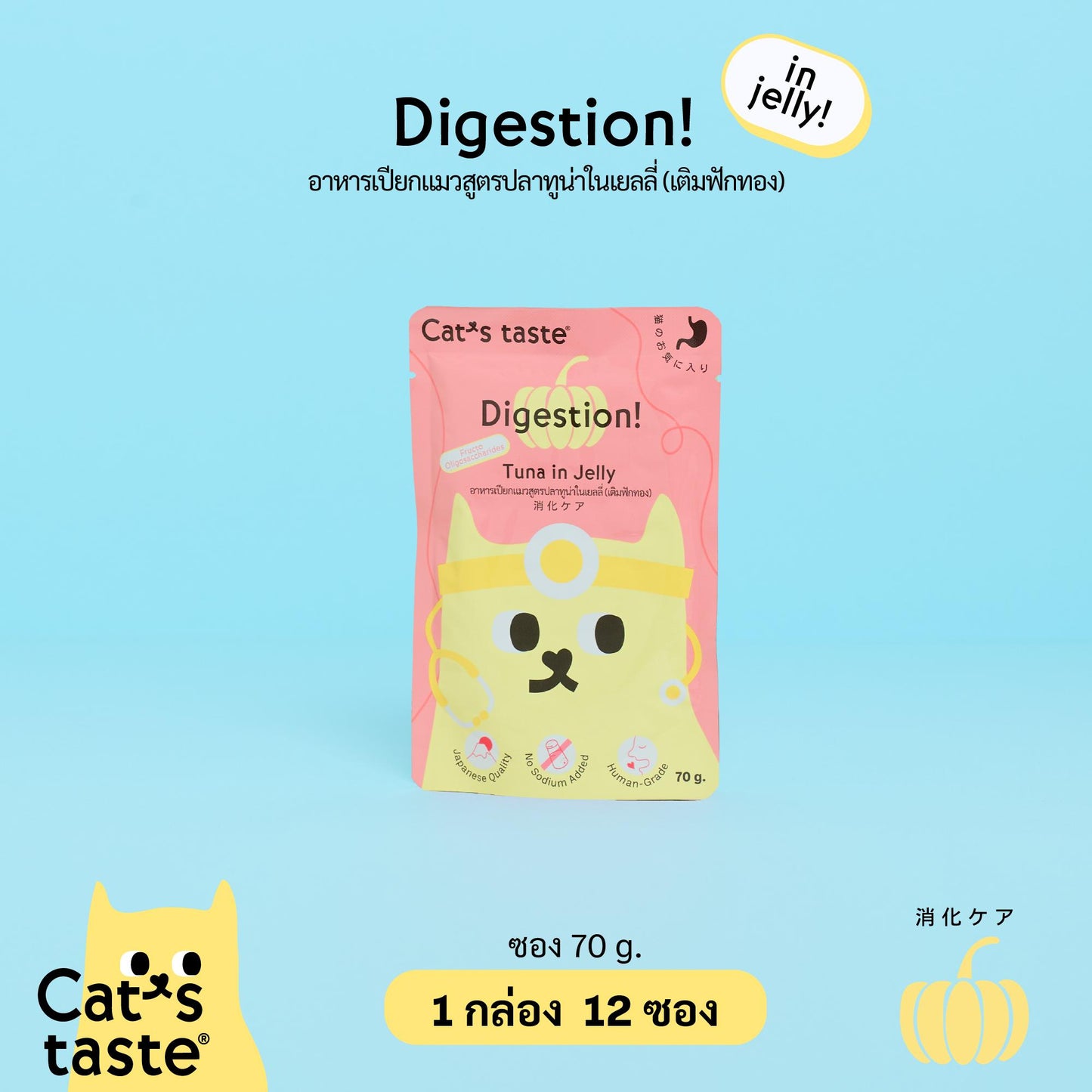 [ยกโหล 12 ซอง] Cat's Taste อาหารเปียกแมว แคทเทส ขนาดซอง 70-75 กรัม