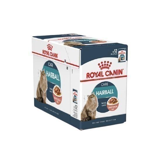 [ยกกล่อง 12 ซอง] Royal Canin Hairball Care Pouch Gravy อาหารเปียกแมวโต ดูแลปัญหาก้อนขน อายุ 12 เดือนขึ้นไป (ซอสเกรวี่, Wet Cat Food, โรยัล คานิน)