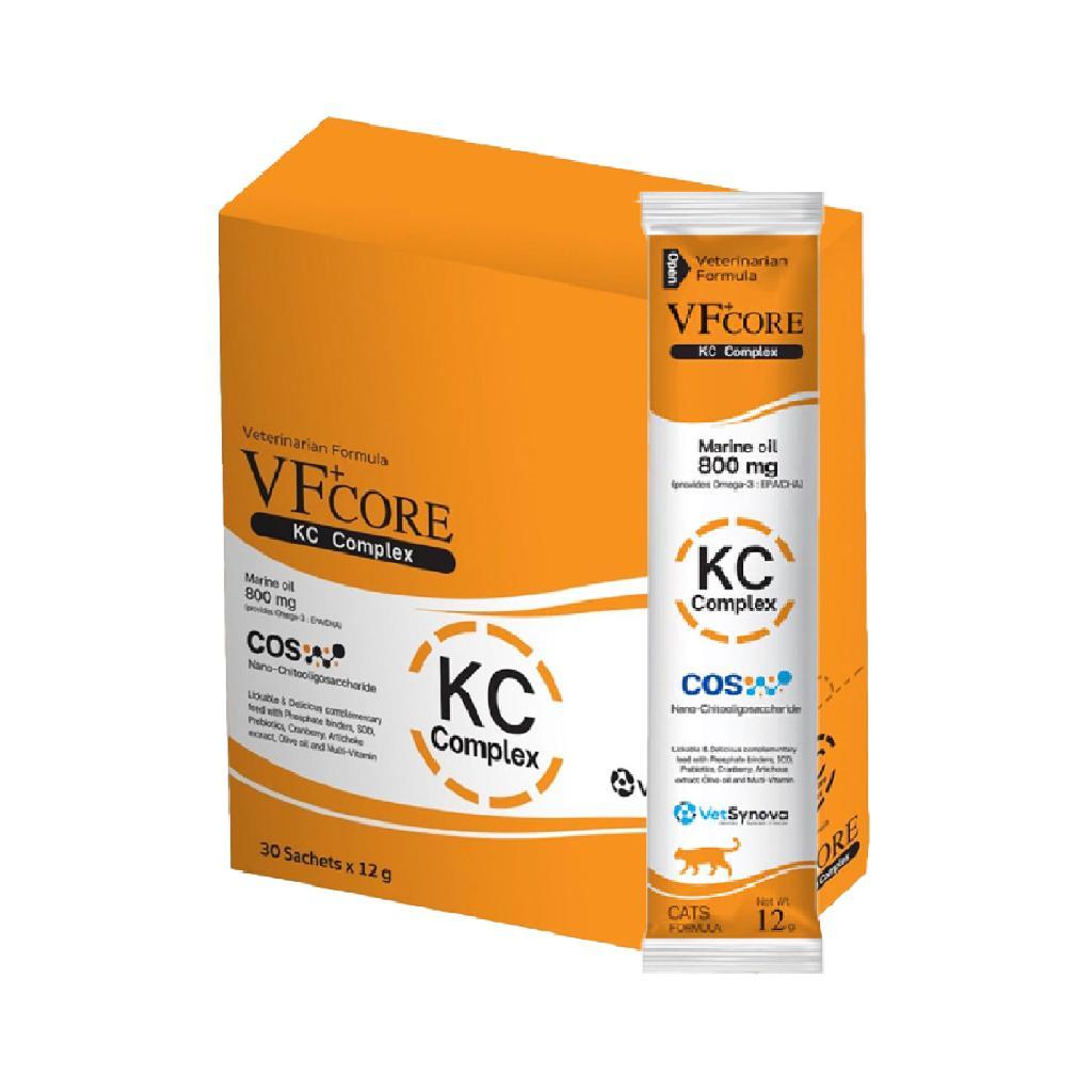 [ยกกล่อง 30 ซอง] VF Core KC Complex ขนมแมวเลีย อาหารเสริมรูปแบบขนมแมวเลีย สูตรดูแลสุขภาพไต ขนาด 12กรัม/ซอง