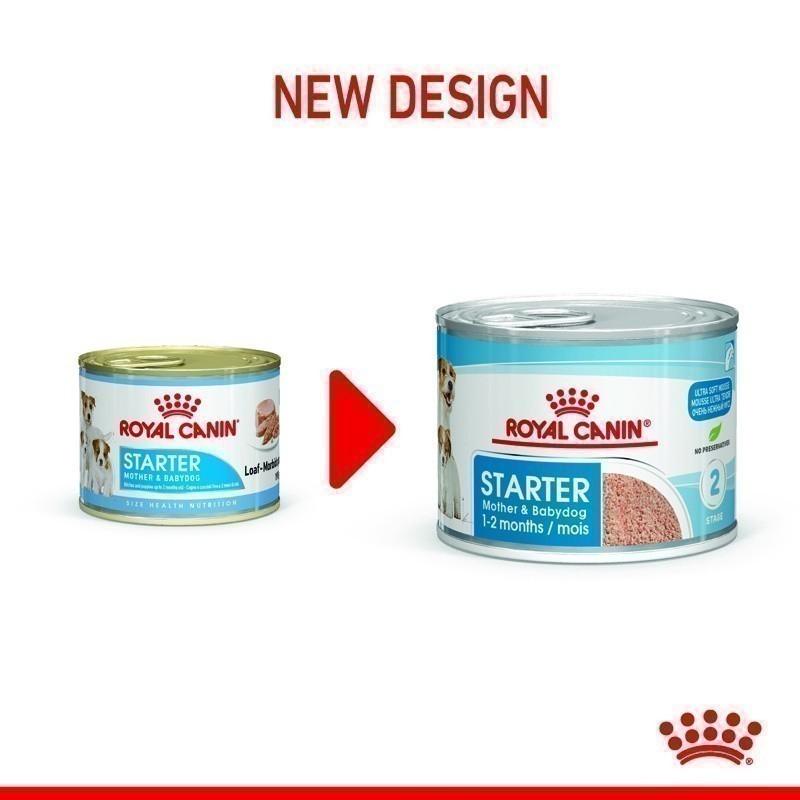 [ยกถาด 12 กระป๋อง] Royal Canin Starter Mousse อาหารเปียกแม่สุนัข ตั้งท้อง 6 สัปดาห์ขึ้นไป - ให้นม และ ลูกสุนัขหย่านม อายุ 1-2 เดือน (เนื้อมูส, Canned Dog Food, โรยัล คานิน)