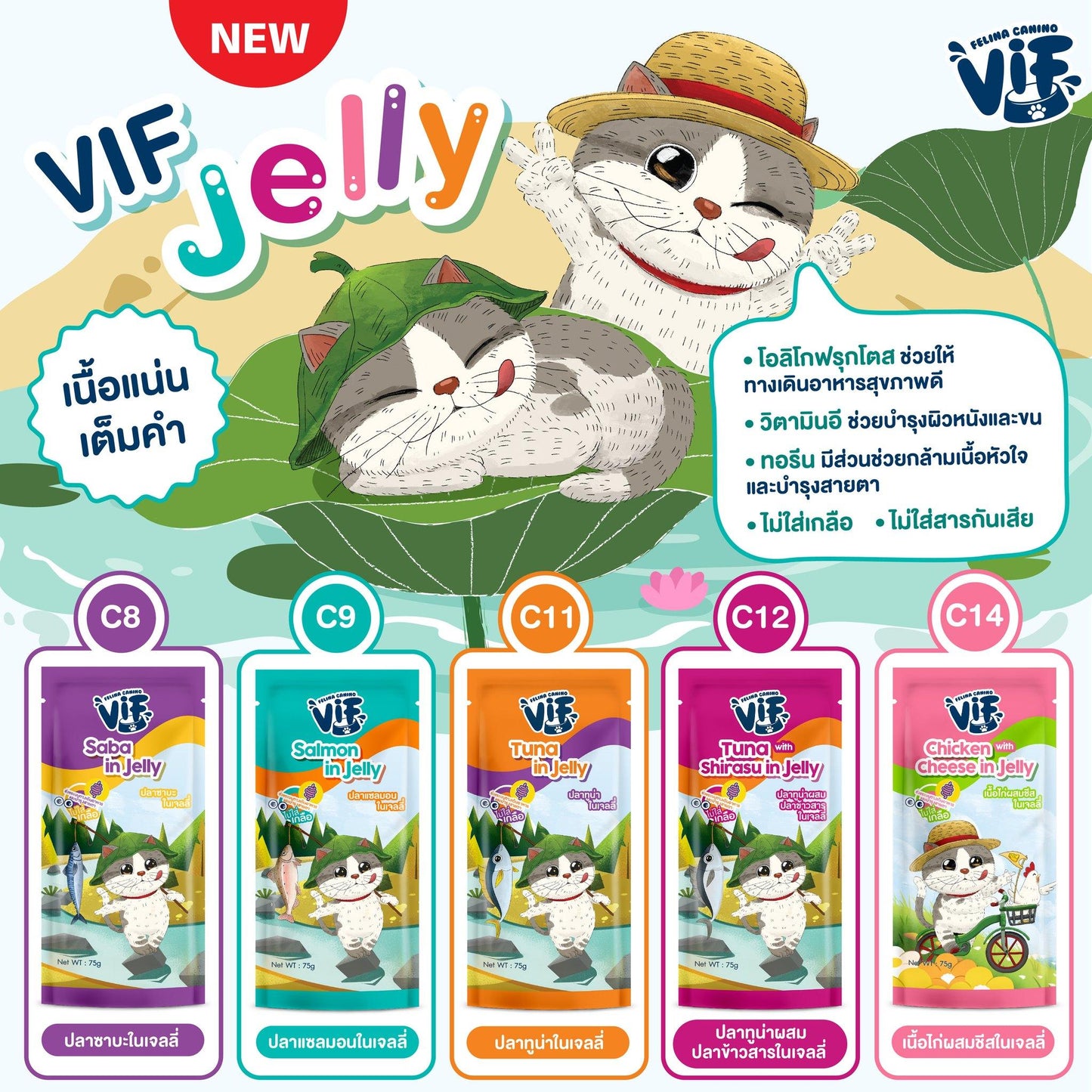 [ขายปลีก] Felina Canino VIF อาหารเปียกแมว เฟลินา คานิโน วิฟ ขนาด 75 กรัม