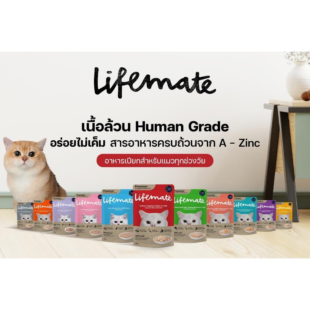 [โหล 12 ซอง] Lifemate อาหารเปียกแมวไลฟ์เมด ซอง ขนาด 60-70g เนื้อแท้เกรดพรีเมี่ยม ปรับสมดุลลำไส้