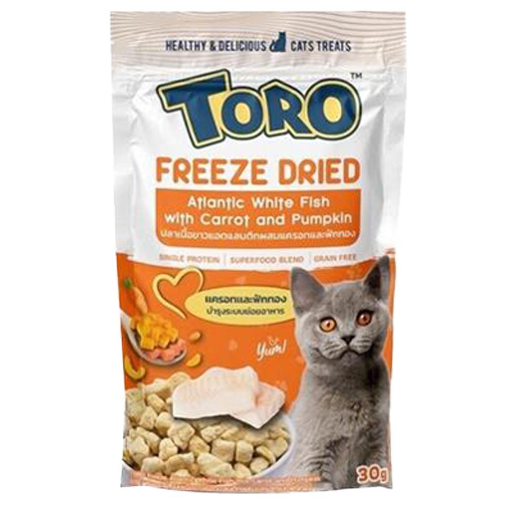 [ยกลัง 12 ซอง] TORO Freeze Dried โทโร่ ขนมฟรีสดราย เนื้อสัตว์ฟรีสดราย สำหรับสัตว์เลี้ยง ขนาด 30-40 กรัม