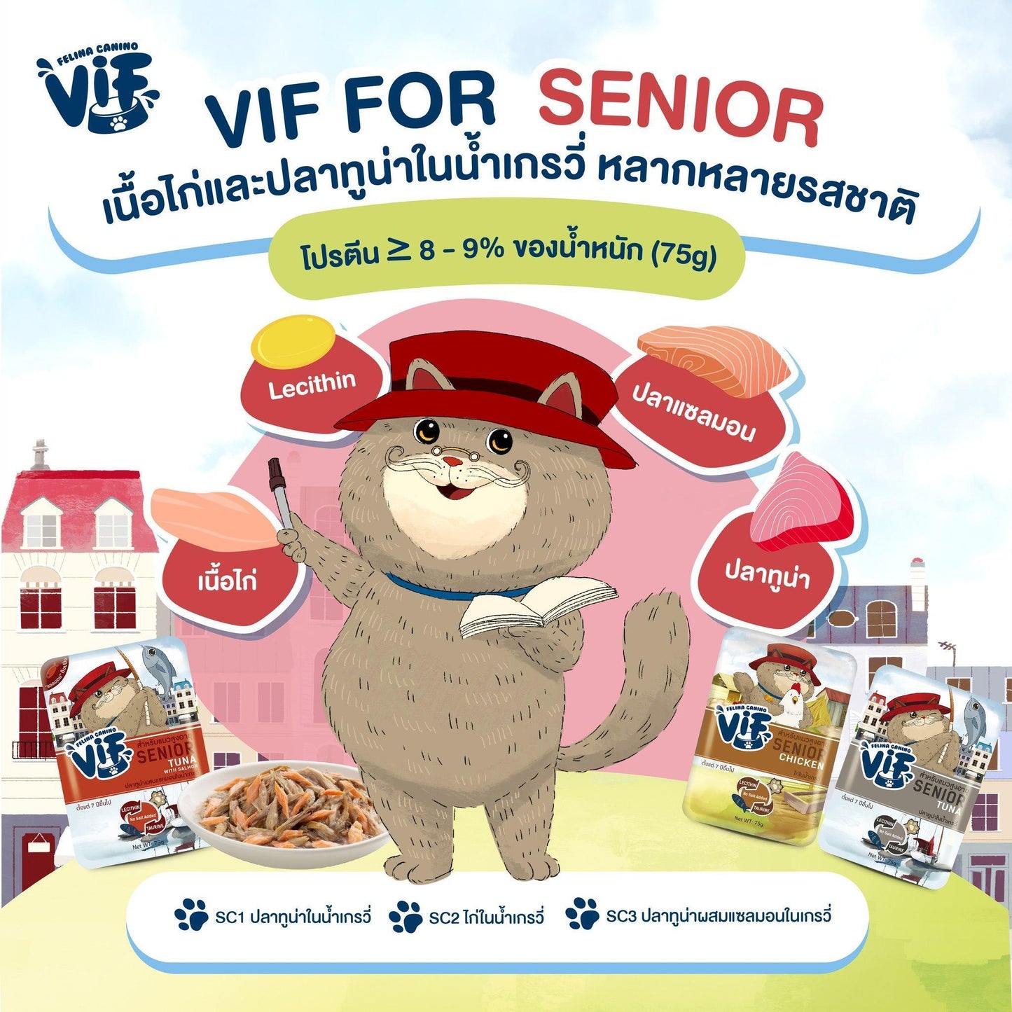 [ยกลัง 48 ซอง] Felina Canino VIF อาหารเปียกแมว เฟลินา คานิโน วิฟ ขนาด 75 กรัม