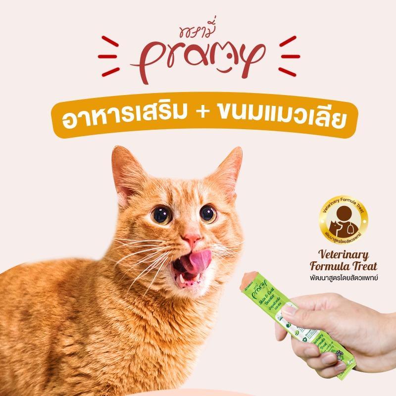 [ยกกล่อง 30 ซอง] Pramy พรามี่ แมวเลียพรามี่ วิตามินในรูปแบบแมวเลีย เกรดซุปเปอร์พรี่เมี่ยม เสริมภูมิคุ้มกัน บำรุงสุขภาพ ขนาด 14 กรัม