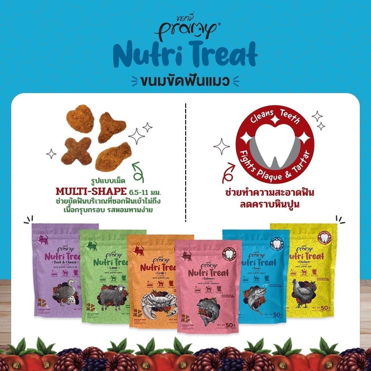 ขนมแมวขัดฟัน ขนมแมวขบเคี้ยว พรามี่ Pramy Nutri Treat  ขนาด 50 กรัม