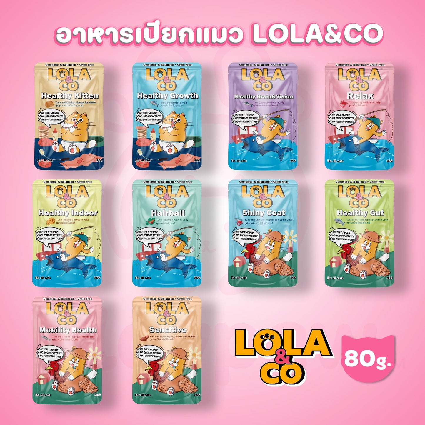 [ขายปลีก] LOLA&CO Complete&Balanced อาหารเปียกแมว โลล่าแอนด์โค โภชนาการครบถ้วน ขนาด 80 กรัม