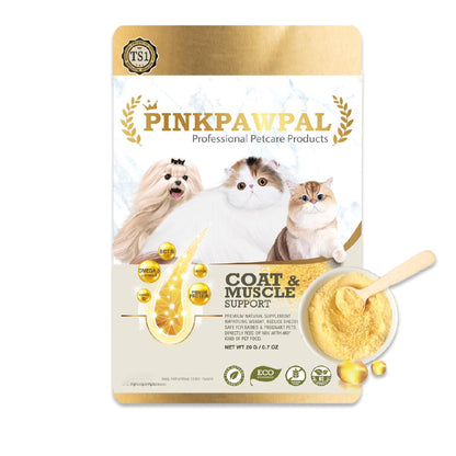 Pinkpawpal ผงโรยอาหาร อาหารเสริมสัตว์เลี้ยง สูตรเพิ่มน้ำหนัก และสูตรเสริมภูมิ ขนาดทดลอง 10,20g/ซอง (Gorgeous Coat and Muscles Supplement )(Immunity Booster)