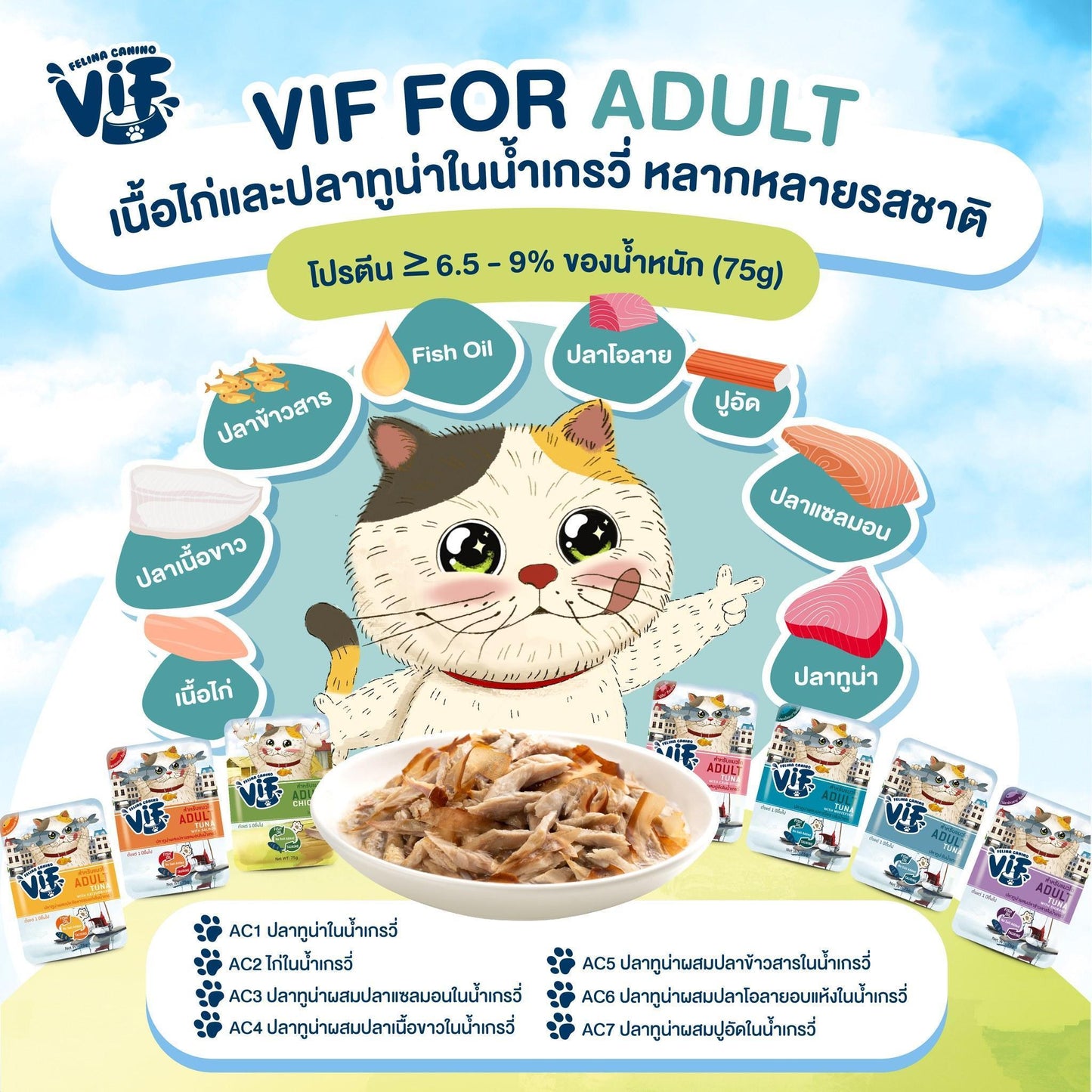 [ขายปลีก] Felina Canino VIF อาหารเปียกแมว เฟลินา คานิโน วิฟ ขนาด 75 กรัม