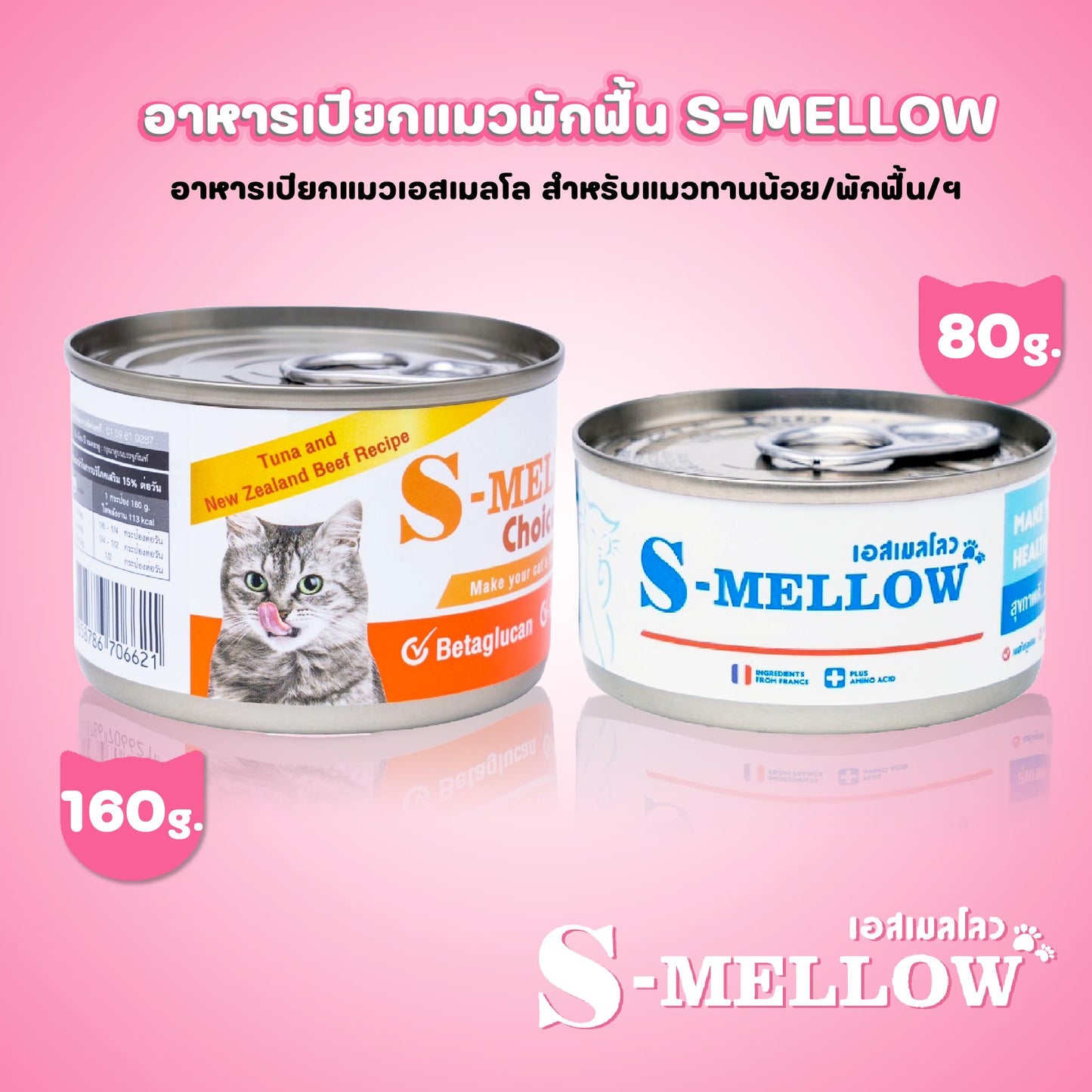 S-MELLOW for cat อาหารสุขภาพสำหรับแมว ขนาด 80  กรัม ,160 กรัม